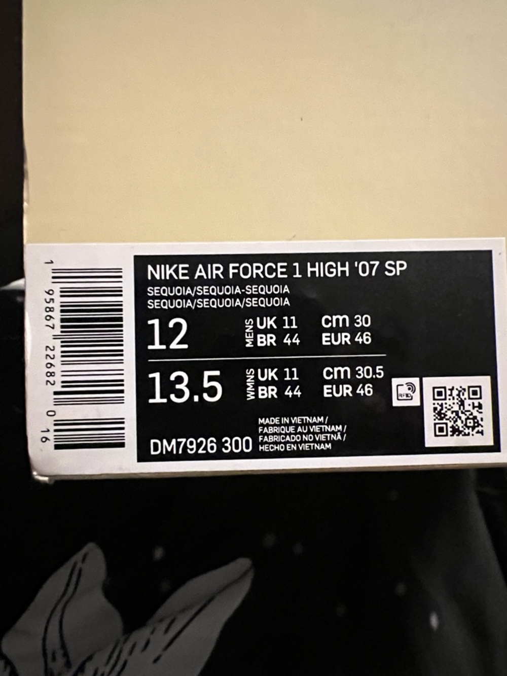 Billie Eilish Airforce 1 High-Top Velcro Strap Sneakers in Sequoia - Picture 2 of 5